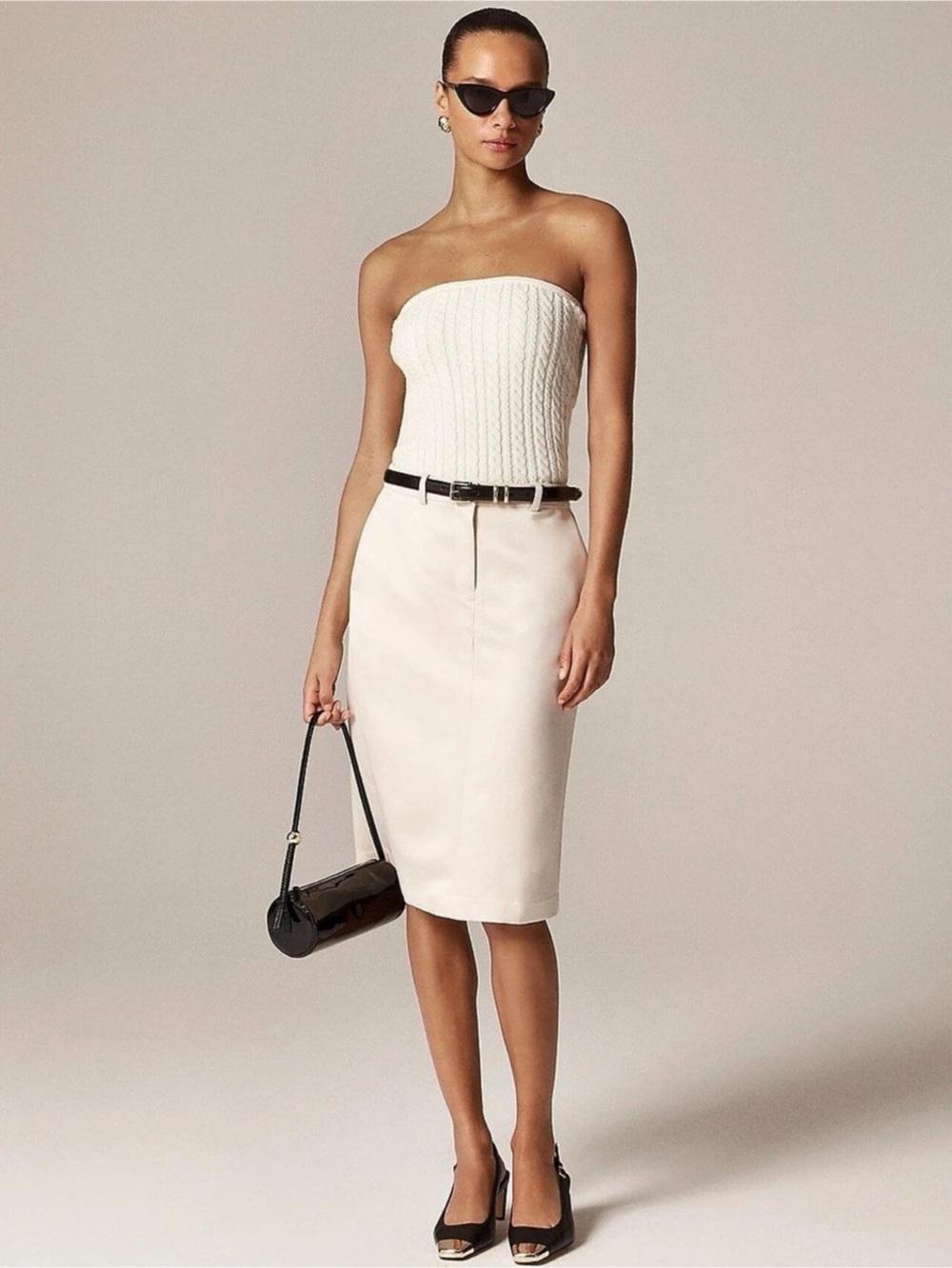 J.Crew Cable-knit tube top in merino wool in White - Picture 2 of 5